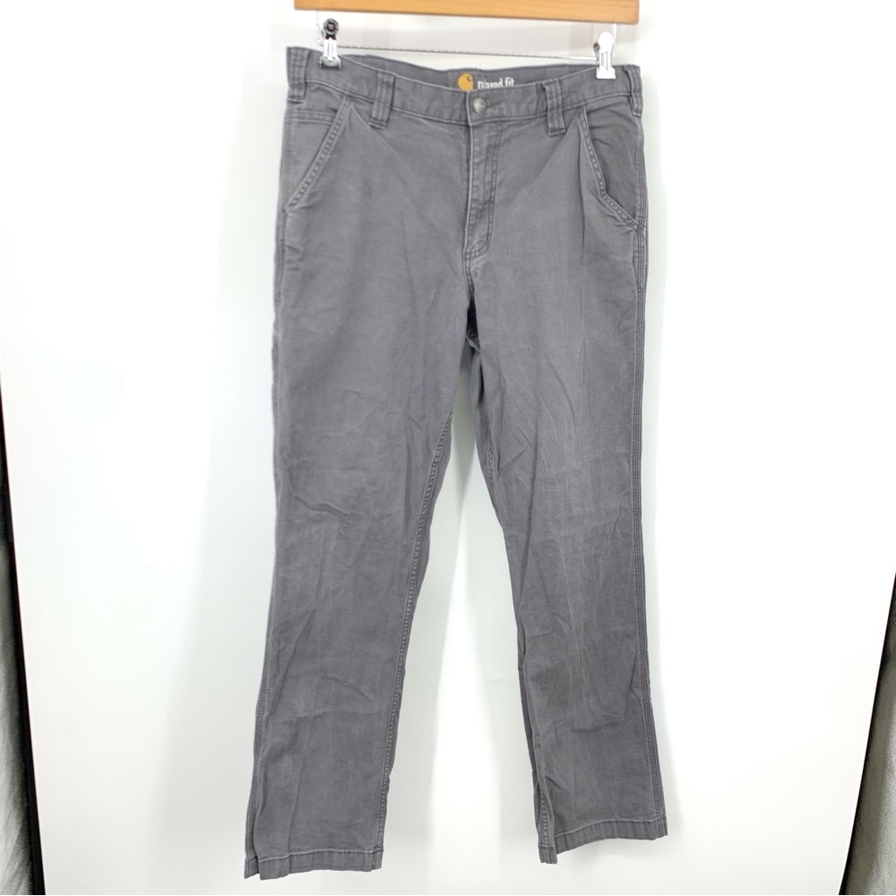 Carhartt Men Size 34 x 32 Pants‎ Gray Relaxed Fit Straight Jeans Cotton Stretch